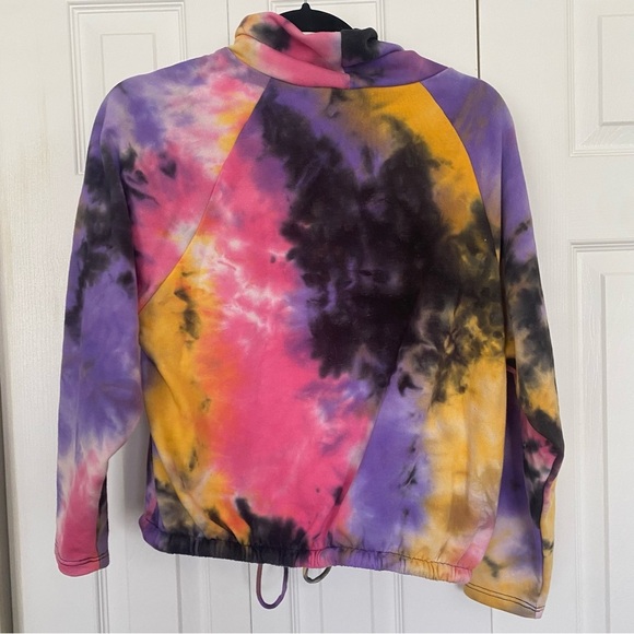 Lush Tie-Dye Colorful Sweatshirt Draw String Waist Tie Sweater Womens Size Small - Picture 2 of 10
